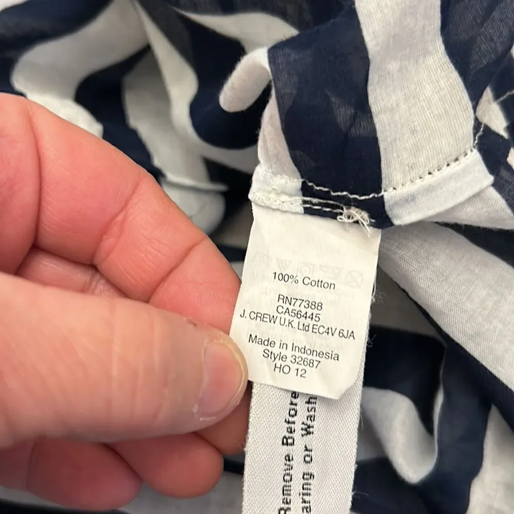 J Crew navy white striped sheer cotton cover up Size XXS EUC